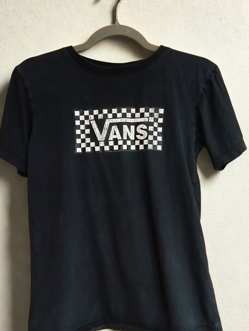Vans Vintage Black and White Short Sleeve Fitted Shirt